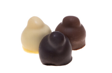 chocolate candies with hazelnuts isolated
