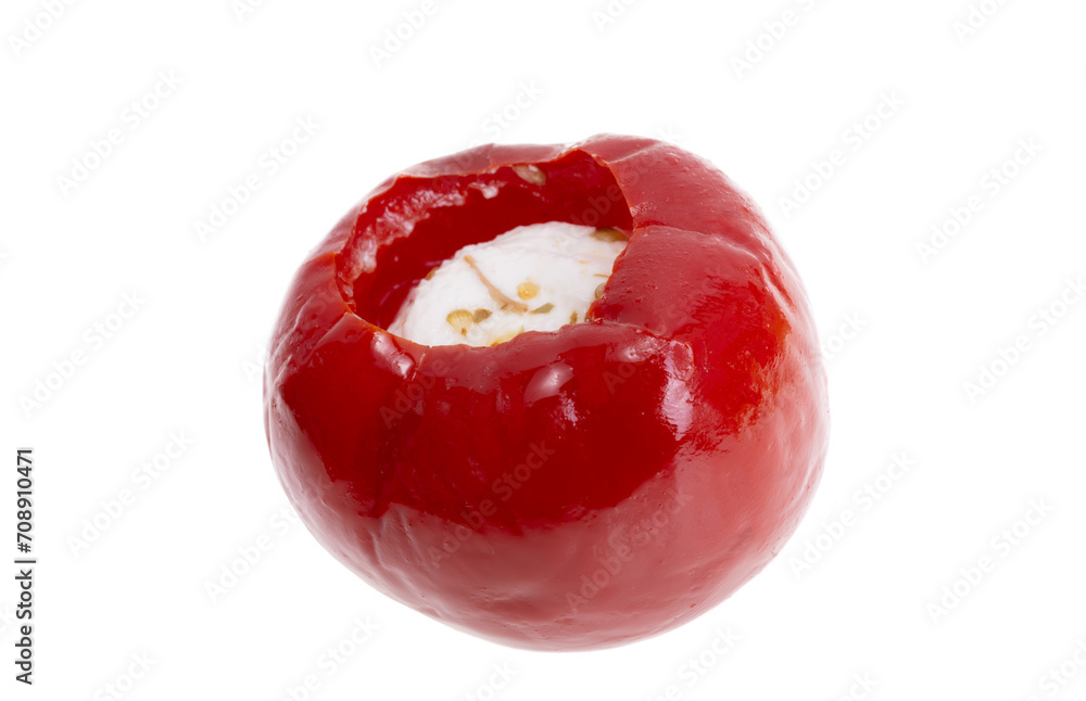 Sticker red peppers with cheese isolated