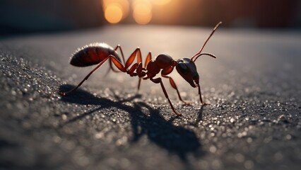 Ants in the hot afternoon on the road are like diligent workers who never tire - Powered by Adobe