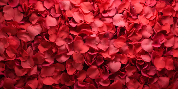 delicate, romantic red rose petals, banner for filling or decoration for the holiday, desktop wallpaper, background for presentation