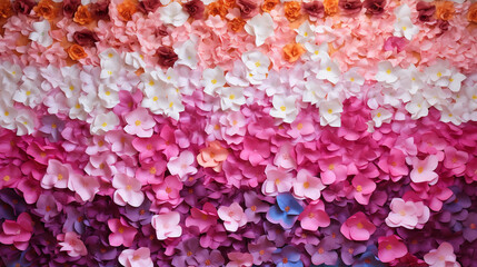 wall in multi-colored flowers, banner for filling or decoration for the holiday, desktop wallpaper, background for presentation