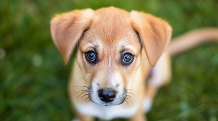 Portrait of an adorable mixed breed puppy. AI Generative