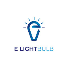 Light bulb E letter logo vector. Simple and modern. Suitable for the technology, education, multimedia, electrical industries and many more.