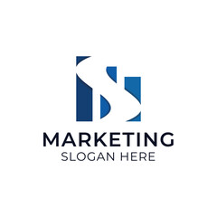 Letter S statistics chart logo vector as negative space. Simple and modern. Suitable for finance, marketing, accounting or logo related businesses.