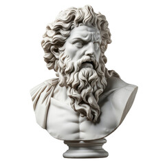 Obraz premium Zeus, ancient marble greek sculpture. head, bust. Isolated on transparent background