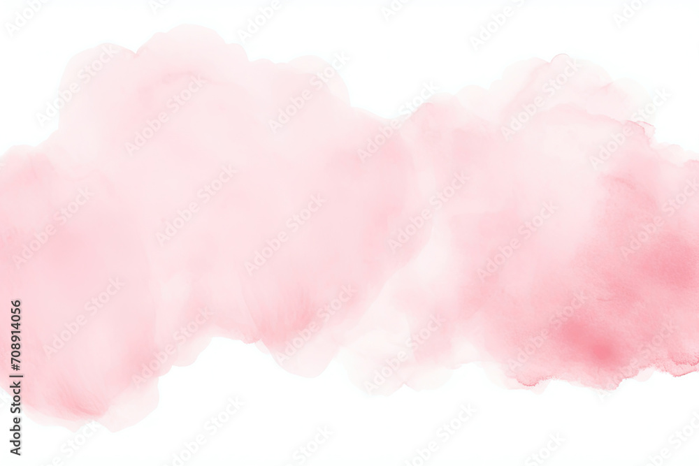 Wall mural  pink watercolor background with clouds . Peach, light pink with gold stripes watercolor, ink,