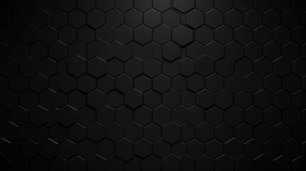 black hexagon pattern wallpaper, Abstract Hexagon black Geometric Surface.Clean background with glossy black hexagon shapes - obrazy, fototapety, plakaty