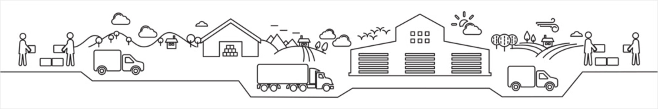Continuous line art of delivery and warehouse operations - Minimal Line Art - Logistics
- Transport - Business Illustration 