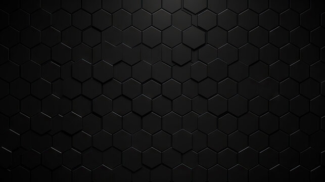 black hexagon pattern wallpaper, Abstract Hexagon black Geometric Surface.Clean background with glossy black hexagon shapes