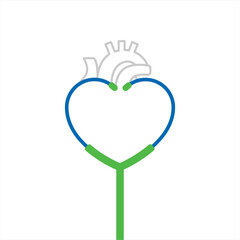 Heart Day - hospital - Healthcare - Stethoscope - Minimal Illustration - Concept