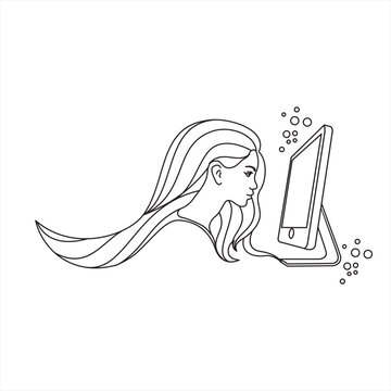 Minimal Line Art Illustration - Women Empowerment - Women Skill - Women's Day - Women Education - Healthcare - Fashion - Technology - Textile Industry - Clothing - Drawing - Hairstyle - Women Power