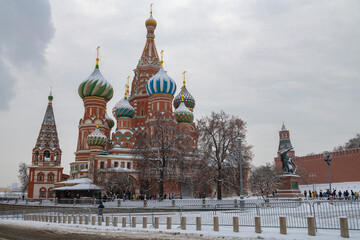 View of the ancient Cathedral of the Intercession of the Holy Virgin on the Moat (St. Basil's...