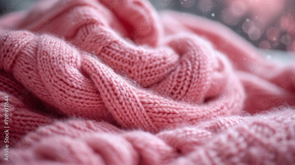 Poster a pink blanket laying on top of a bed next to a window with a reflection of a light shining on the w