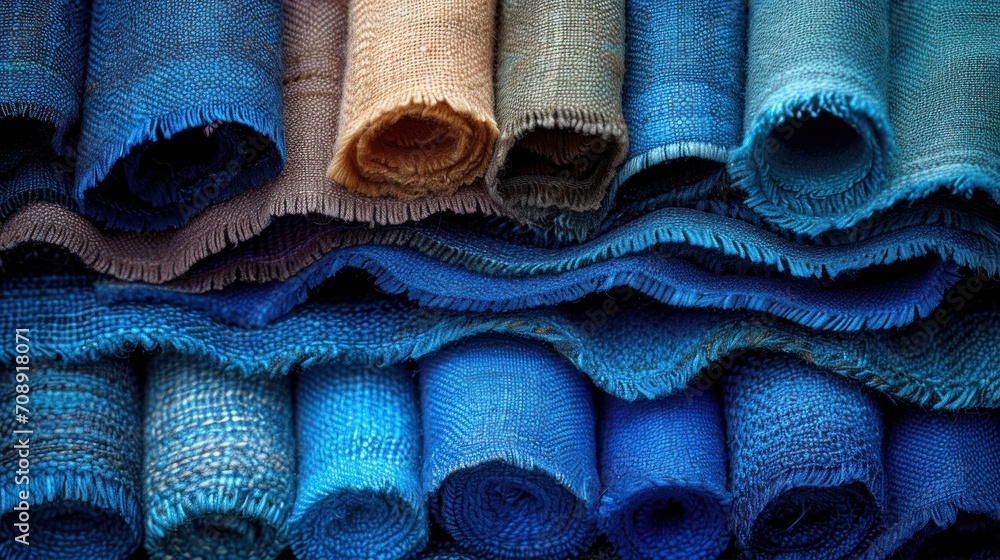 Poster a close up of a bunch of different colors of towels on a table with one folded in the shape of a wav