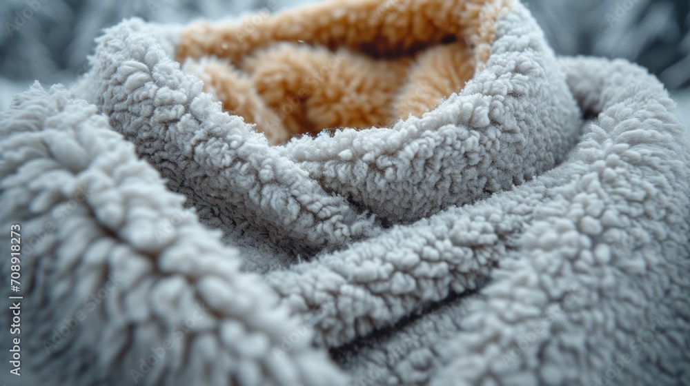 Poster a close up of a blanket that looks like it has a knot on the end of it and a knot on the end of the 