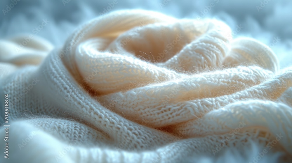 Aufkleber a close up of a white blanket with a blurry image of the top part of the blanket and the bottom part