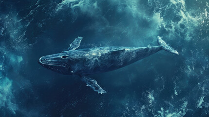 Whale Submarine in the Underwater World - obrazy, fototapety, plakaty