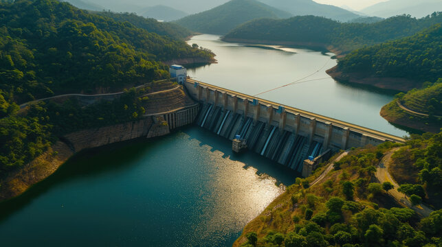 dam on the river in mountains