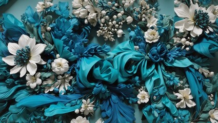 3d illustration of beautiful blue flowers made by AI generative