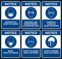 Set of industrial warning sign