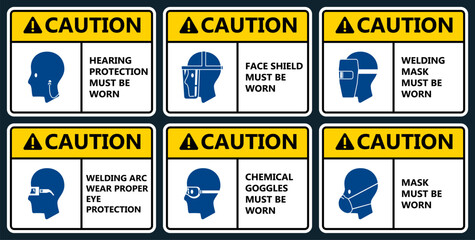 Set of industrial warning sign - obrazy, fototapety, plakaty