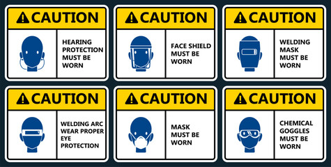 Set of industrial warning sign - obrazy, fototapety, plakaty