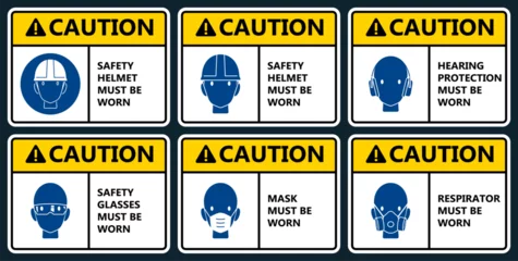 Fotobehang Set of industrial warning sign © heavypong