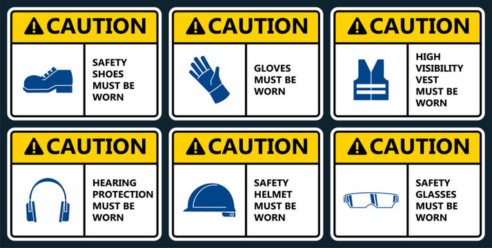 Set of industrial warning sign