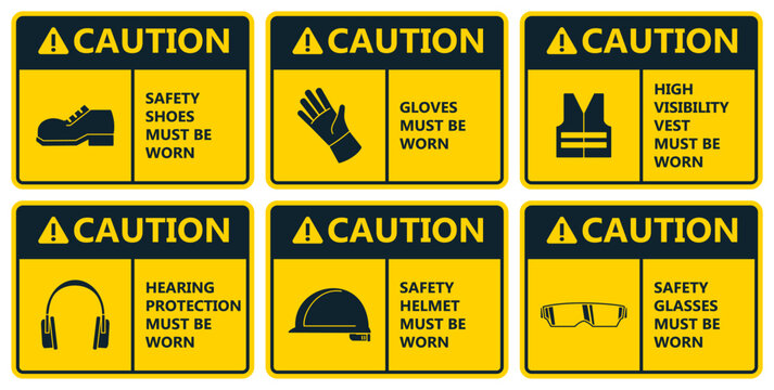 Set of industrial warning sign