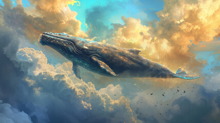 whale on the sky, fantasy world