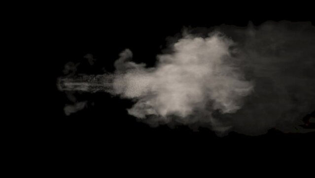Smoke of muzzle flash on black background