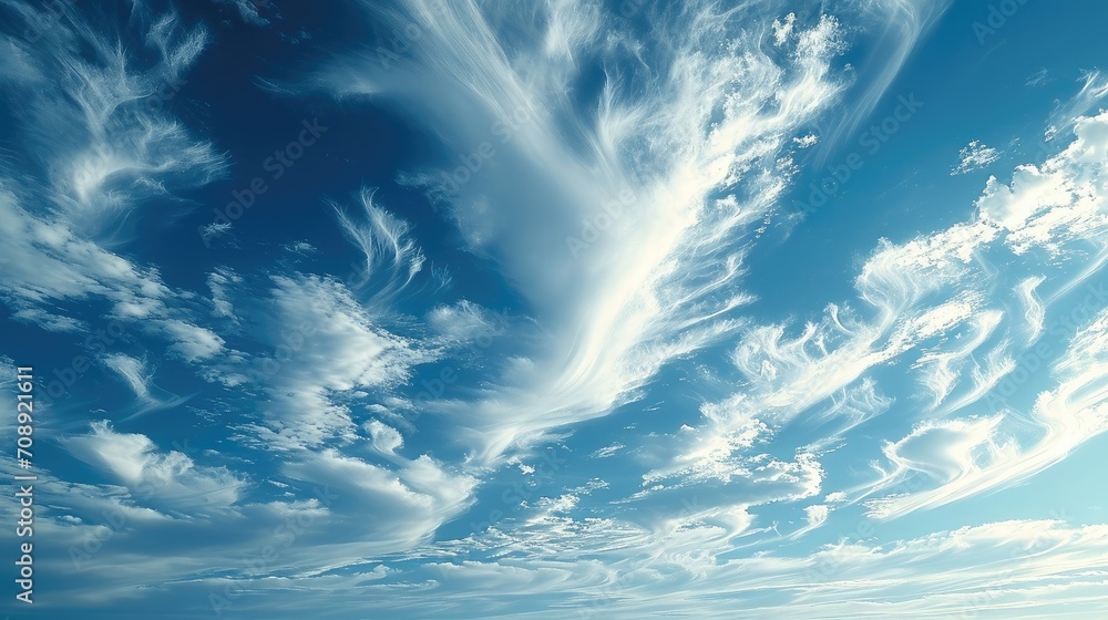 Poster sky with thin clouds hyper realistic. generative ai.