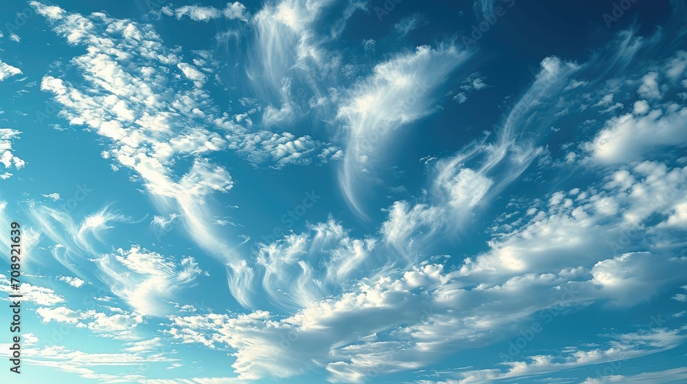 Poster sky with thin clouds hyper realistic. generative ai.