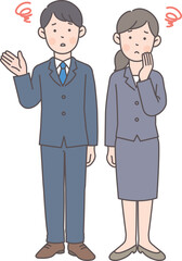 悩みがある会社員の全身イラスト