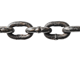 Rusty metal chain links close-up, showing texture and age.