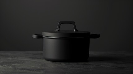  a black pot sitting on top of a table next to a bottle of wine and a bottle of wine in a glass next to a bottle opener on a table.