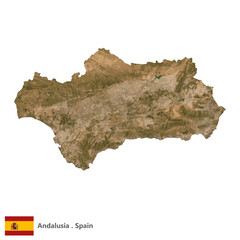 Andalusia, Autonomous Community of Spain Topographic Map (EPS)