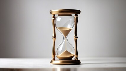 a photo of a running hourglass showing the time made by AI generative