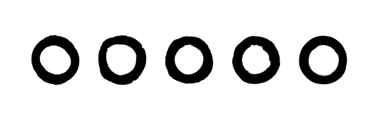 Calligraphy Circle. Line Art Style Brush. Round Frame Set. Vector Illustration. Stock Image.