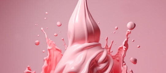 Naklejka premium splash of strawberry milk ice cream 10