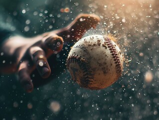 Baseball ball: the quintessential sphere of America's pastime, embodying the excitement, competition, and timeless joy of the game, from pitches and hits to catches and home runs on the diamond - obrazy, fototapety, plakaty