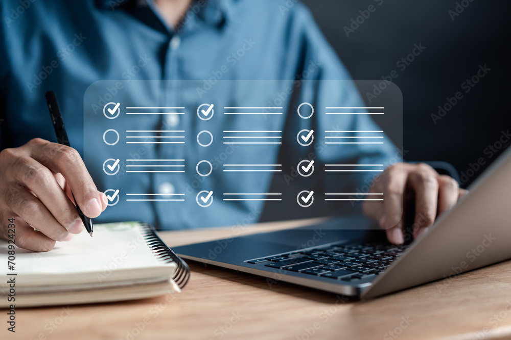 Aufkleber Digital Guarantee Checkmark, business checking quality assurance QA or QC management, certification Standardization, certification. Compliance to regulations service and standards