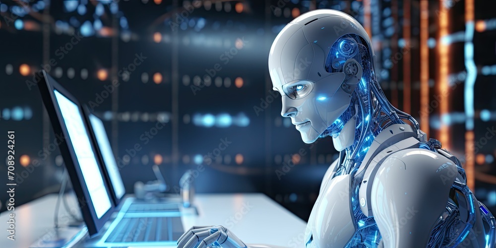 Poster artificial intelligence (ai) in industry concept. ai technology adoption. digital and technology tra