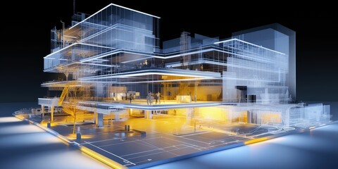 BIM Building Information Modeling concept. Touching on 3D digital model based process that provides architects, engineers, constructors, and owners with a comprehensive view of the building 
