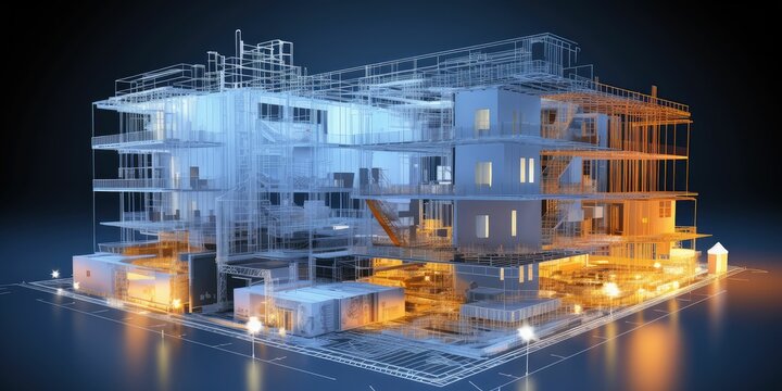 BIM Building Information Modeling concept. Touching on 3D digital model based process that provides architects, engineers, constructors, and owners with a comprehensive view of the building 