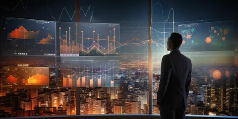 Business intelligence, data analytics and visualization concept. Machine learning, artificial intelligence (AI) and statistical model for predictive analytics and making effective business decision