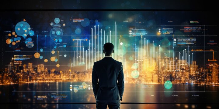 Business intelligence, data analytics and visualization concept. Machine learning, artificial intelligence (AI) and statistical model for predictive analytics and making effective business decision