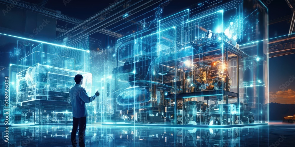 Poster futuristic technology in smart automation industrial high efficiency using ai artificial intelligenc