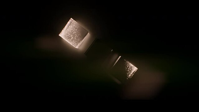  Orange Cubes Glow in an abstract animation .Cubes Glow Three Shadows 