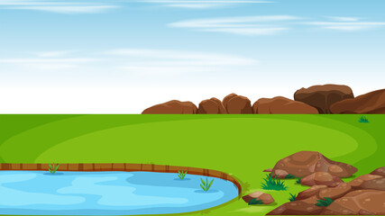 Nature Bliss Cartoon Forest Background with water Vector for cartoon background for animation
